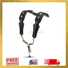 Saxophone Shoulder Strap, Double Leather Adjustable Sax Strap with