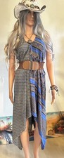 Boutique # MAXIKLEID # SEIDE # OneSize # Neckholder # blau / braun  # Boho