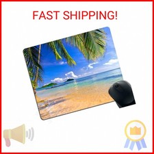 Gaming Mouse Pad Shore Palms Tropical Beach Oblong Shaped Mouse Mat Design Natur