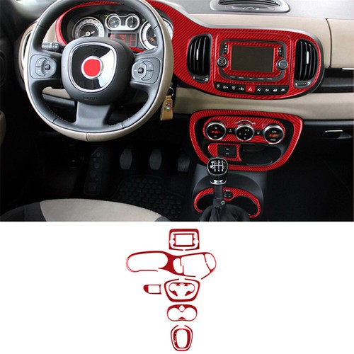 37Pcs Red Carbon Fiber Interior Full Kit Cover Trim For 2014-2017 Fiat 500L - Picture 2 of 14