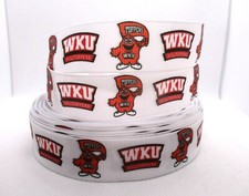 Western Kentucky Univ Hilltoppers 1" Grosgrain Ribbon YOUR CHOICE 5 or 10 Yards