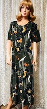 JOSTAR LONG DRESS Poly Spandex Slinky Knit TRAVEL OLIVE FLORAL S M L XL 2X 3X