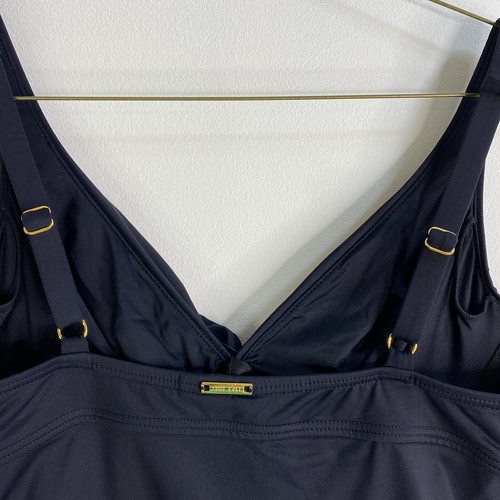 Anne Cole 34D 32DD Twist-Front Ruched Tankini Top Black Underwire No soft cups - Afbeelding 6 van 13