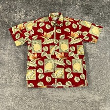 Vintage Pierre Cardin Shirt Mens Medium M Red Pineapple All Over Print Aloha 90s