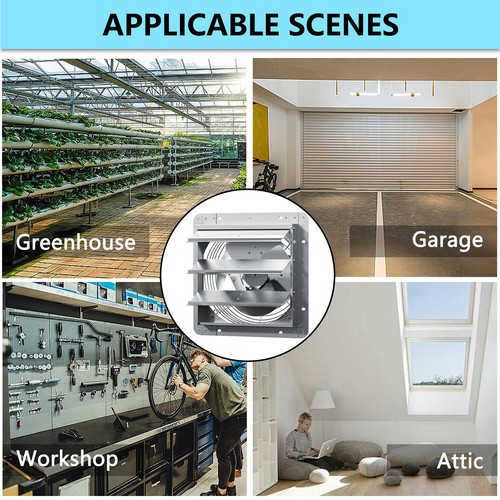 Shutter Shop Exhaust Fan 10"/12"/14"/16"/18" Greenohuse Garage Attic Wall Mount - Picture 5 of 40