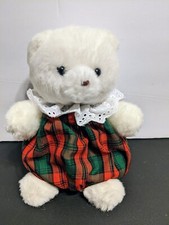 Russ Berrie Christmas Bear Holly 8" Red And Green Lace Outfit