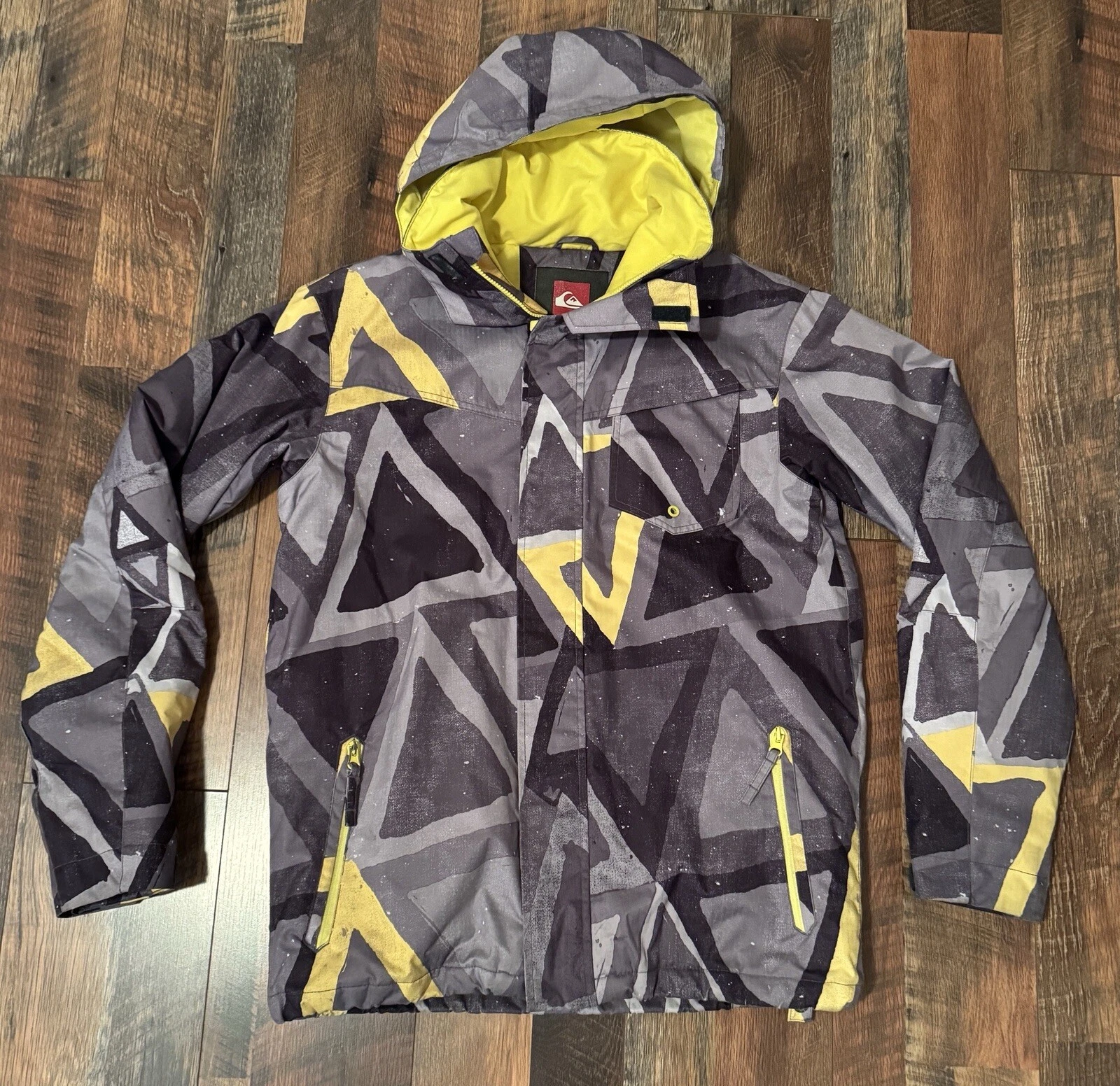Quiksilver Snow 10K Dry Flight Jacket Ski Snowboard Waterproof Yellow/Grey Small
