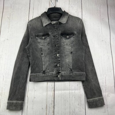 Mavi Small Cropped Fit Stretchable Denim Jeans Jacket Black Women New