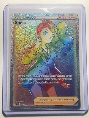 sonia pokemon card rainbow rare Sonia 203/192 Rainbow Rare Secret Rebel Clash Set Pokemon TCG