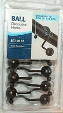 Maytex Ball Oil Rubbed Bronze Decorative Hooks Set of 12