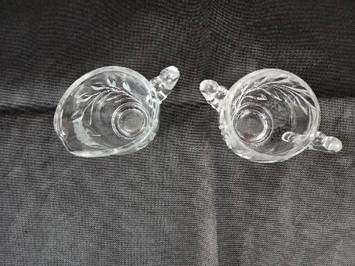 Indiana Glass Creamer and Open Sugar Set Willow Pattern Clear Glass Vintage WOW! - Picture 6 of 16