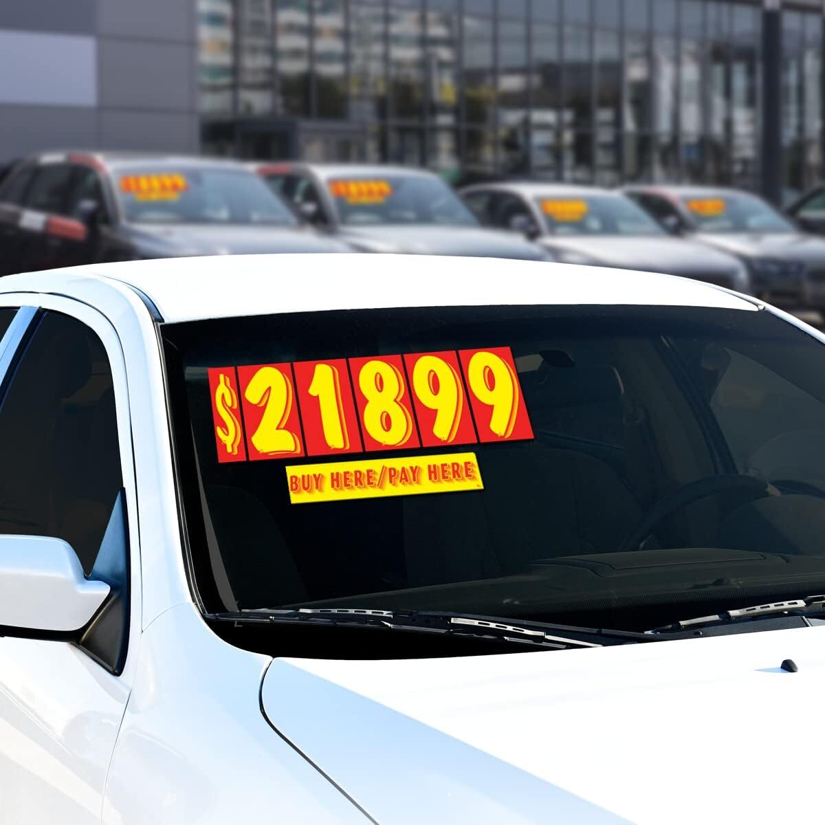 Vinyl Number & for Sale Decals 13 Dozen Car Lot Windshield Pricing Stickers (Red