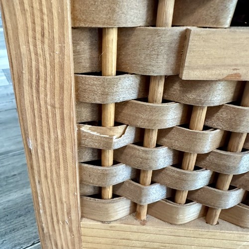 Vintage Woven Wooden Storage Chest Solid Basket Hinged Box Rustic Natural - Picture 6 of 11