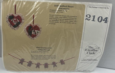 Creative Circle Quilted Heart Ornaments Kit 2104 Makes Two Vintage 1990 N.O.S
