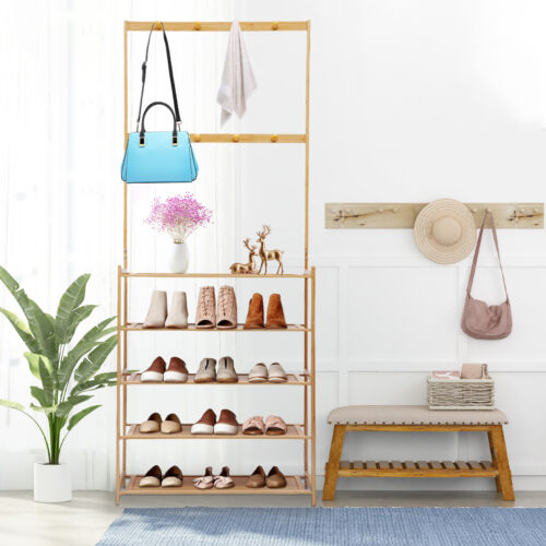 COAT RACK SHOE BENCH Vintage 3in1 Hall Tree Shoe Rack for Entryway Storage Shelf