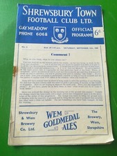 Shrewsbury (promoted) v Gillingham football programme. LD4. 13.9.1958
