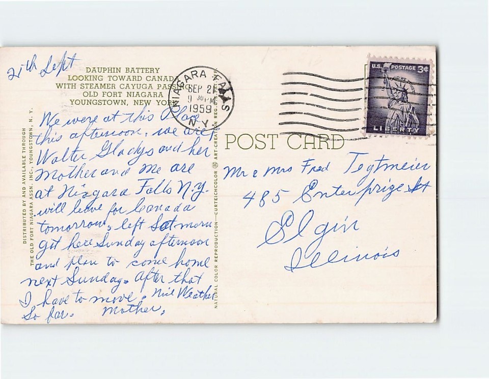 Postcard Dauphin Battery Old Fort Niagara Youngstown New York USA eBay