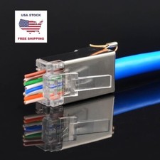 Pack of 100 RJ45 Network Plugs with ground clip CAT6 FTP Pass Through