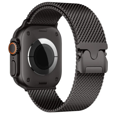 GEEKTHINK Milanese Mesh Loop Strap For Apple Watch Ultra/10/9/8/7/6 Parachute-Style Buckle