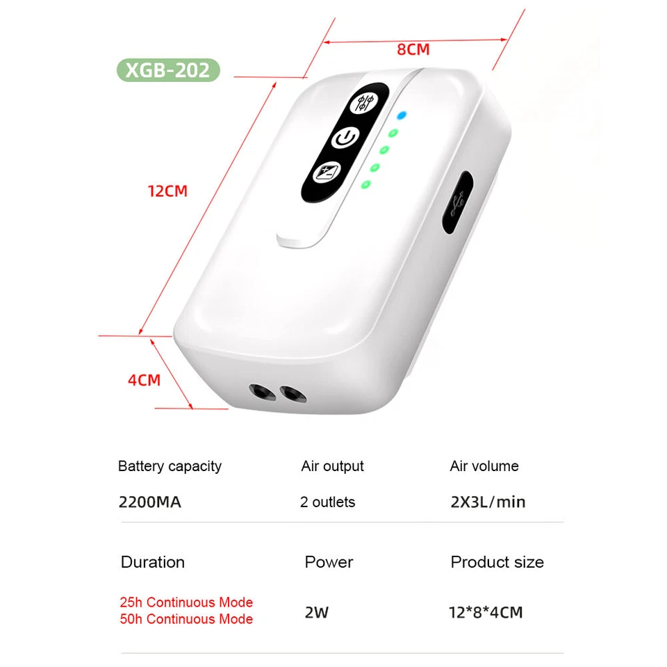 Rechargeable Portable Rechargeable Air pump aquarium fish tank Oxygen Pump New - Image 3 of 4