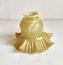 Vintage Amber Tulip Glass Shade Fluted Ruffled Table Lamp Ceiling Light Fan