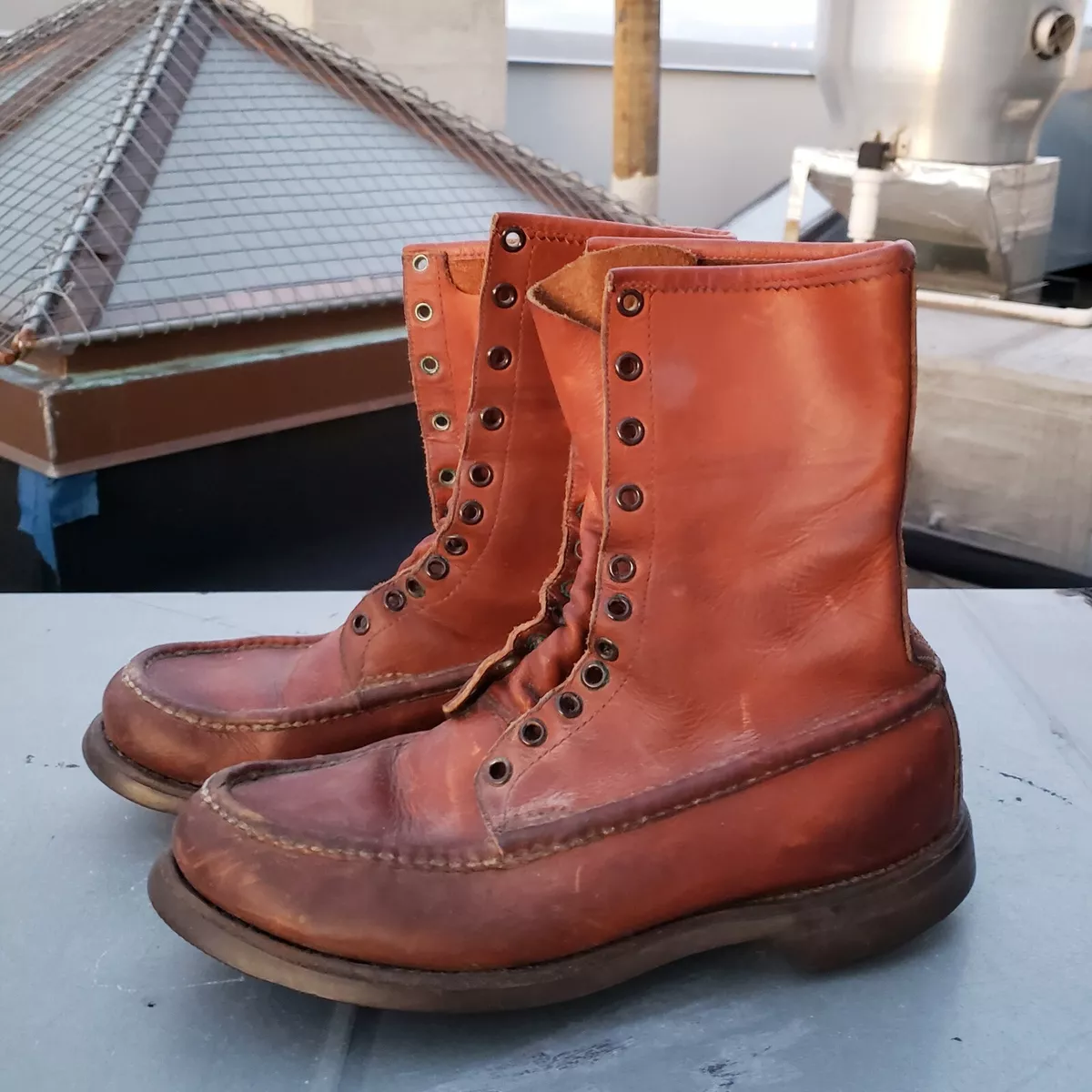 Vintage s WC Russell Moccasin Co Leather Lace Up Work Boots