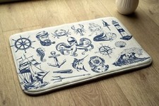 Bathroom Rug Anti-Slip Super Soft Absorbent - 75x45 cm - Sea symbols