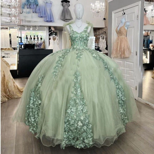 green emerald velvet dress Juliet 1445 Sage Green Quinceañera Dress Ball Gown Sage Green / XSmall