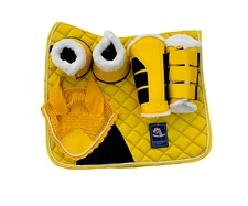 Horse English  Saddle Pad Set Color Matching Ear Net/Bell & Brushing Boots