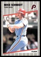 Mike Schmidt 1989 Fleer #582 Philadelphia Phillies FREE SHIPPING AutographDen