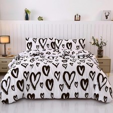 3PCS Love Heart Comforter Set Full, Soft Microfiber Lightweight Heart Comfort...