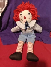 Raggedy Andy Doll with Orange Hair 16" Handmade Rag Doll EUC (SU134)