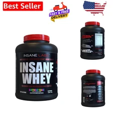 Insane Whey 100% Muscle Building Protein - 5lbs Birthday Cake Flavor - 60 Srvgs