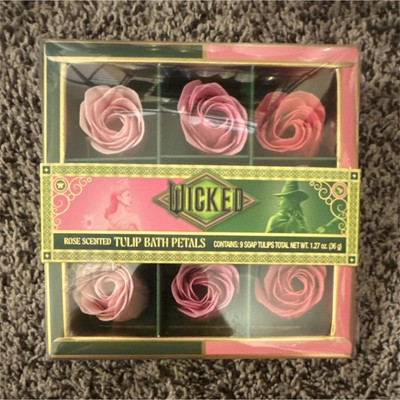 Wicked Rose Scented Tulip Bath Petals Soap Set Pink Floral, 9 Petals