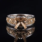 Court Style Round Cut 10mm Semi Mount Natural Diamond Band Ring 14 2-Tone Gold
