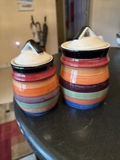 VTG 70s Set of Two Philippe Richard  Rondo Canisters With Lids 4 In And 5 In