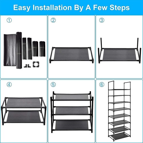 8 Tier Metal Sturdy Shoe Rack for Entryway/Closet, Stores 16-20 Pairs of Shoe... - Picture 8 of 8