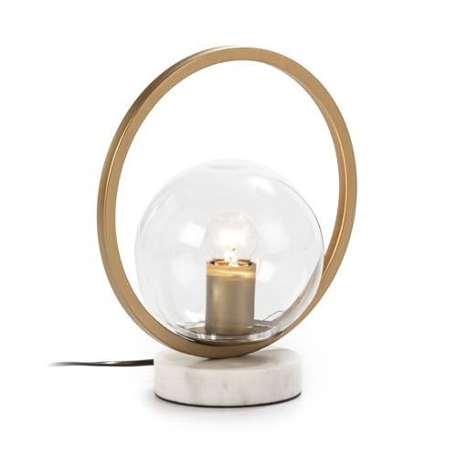 LAMPARA SOBREMESA 25X15X29 CRISTAL/MARMOL BLANCO/METAL DORADO (o9B)