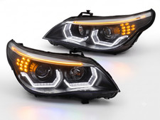 Scheinwerfer Set f�r BMW 5er E60 E61 2003-2007 3D Angel Eyes Schwarz