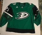 Isac Lundestrom Anaheim Ducks Green Night Game Issued Signed Jersey PSA NHL
