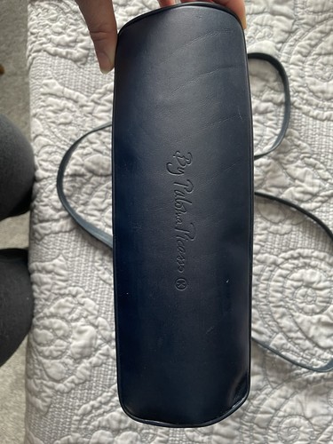 Vintage Paloma Picasso Leather Purse Black Heavy Gold Metal Long Chain or Double - Picture 4 of 7