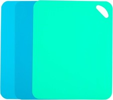 Flexible Plastic Cutting Mats for Kitchen 3-Piece Color Coded Chopping Board Set