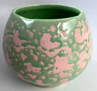 McCoy Round Brocade Planter Vintage 1950's Pink & Green Nelson McCoy 4.25" tall