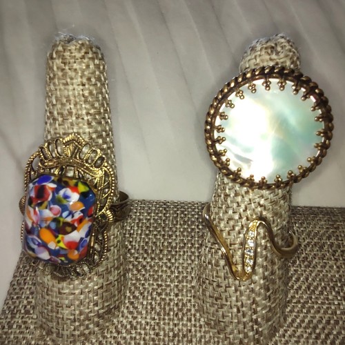 Vintage Costume Rings Lot Gold/Silver Tone Adjustable Statement Rings - Picture 3 of 13