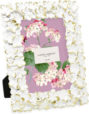 4X6 White  Gold Flower Textured Hand-Crafted Resin Picture Frame W/Easel  Hook