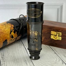 Antique Brass Nautical Telescope Spyglass Pirate Gift with Wooden Box