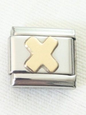 Authentic Nomination Italian Charm Link Letter X To Stainless & 18k Gold  C52