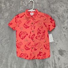 Disney Cars Boys 2T Short Sleeve Button Shirt Lightning McQueen Print Graphic