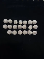 20 pcs Gold White Vintage Fabric Cloth Covered Button Sewing Metal Back Round