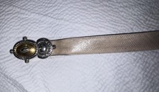 Vintage 80s Genuine Snakeskin Gold/Silver Tone Embossed Buckle Belt Sz M